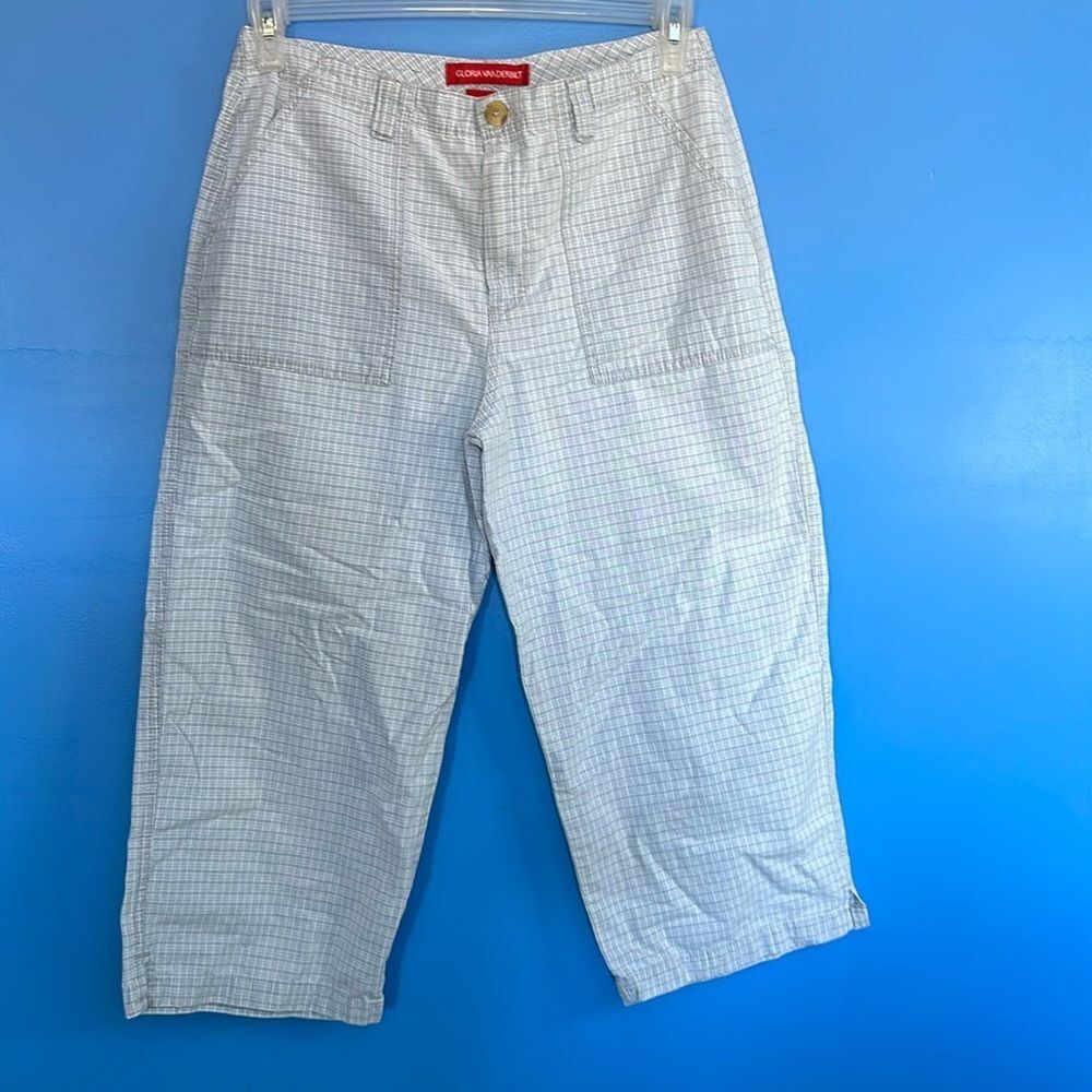 Gloria Vanderbilt Pants Size 10 – Pale Blue & White Plaid, Women's Casual Pants